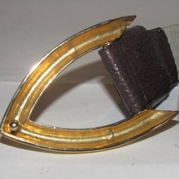 Christian Dior Brown Textured Gold \'D\' Logo Buckle